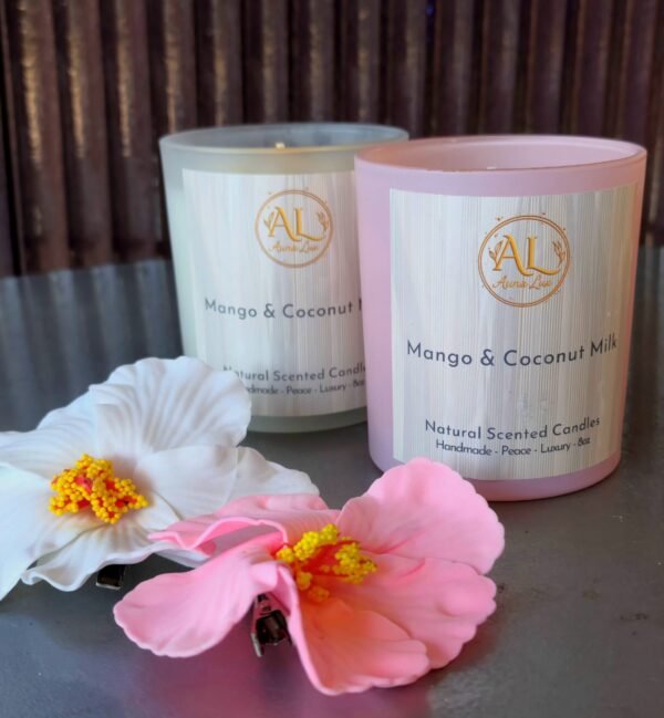 mango and coconut with flowers