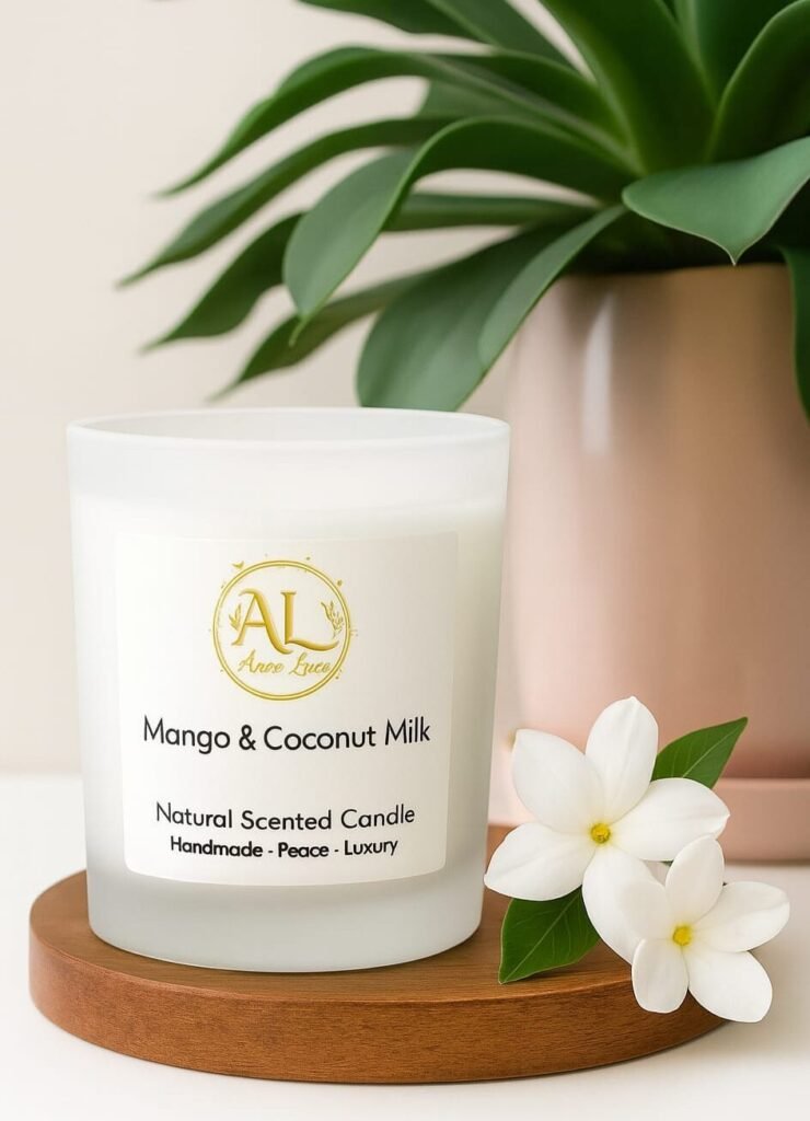 mango and coconut milk with flower